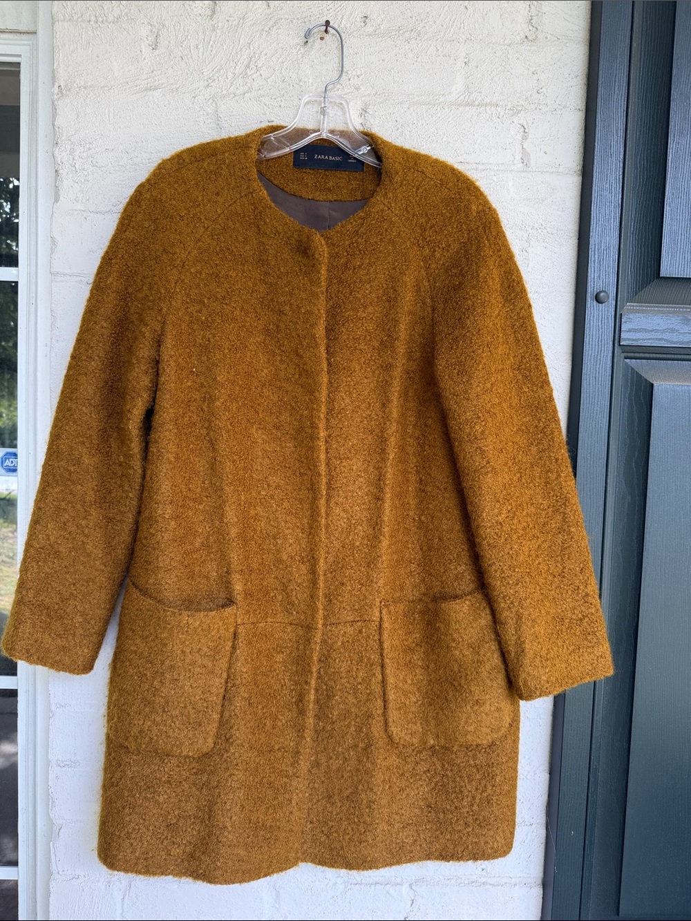 Zara Collarless Mohair Teddy Coat Size Small - Picture 2 of 12